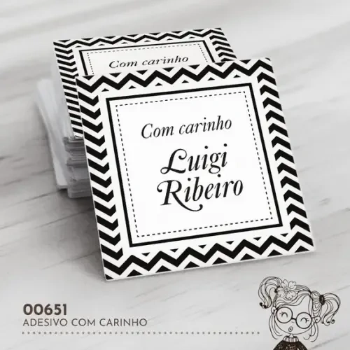Adesivo Quadrado com Carinho - 00651