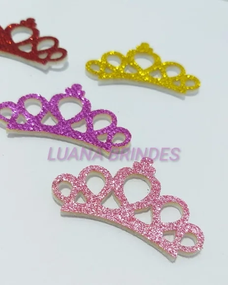 Aplique Coroas Coloridas com Glitter em Eva - Pct c/ 25 Unid