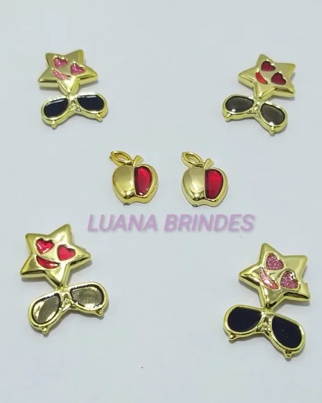 Apliques Variados em ABS Dourado - pct com 6 unidades