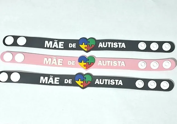 Pulseira Mãe de Autista 22cm Emborrachado - 3 Unidades
