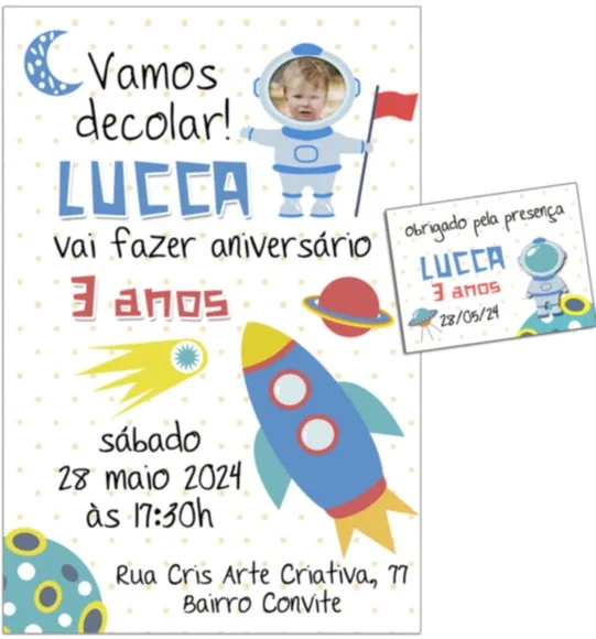 Convite Digital C/tag Espaço Astronauta 10
