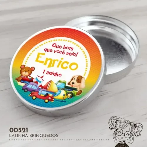 Latinha Adesivada Brinquedos - 00521