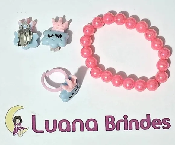 Kit Infantil Pulseira, Anel e Brinco Nuvem de Pressão 2 Kits