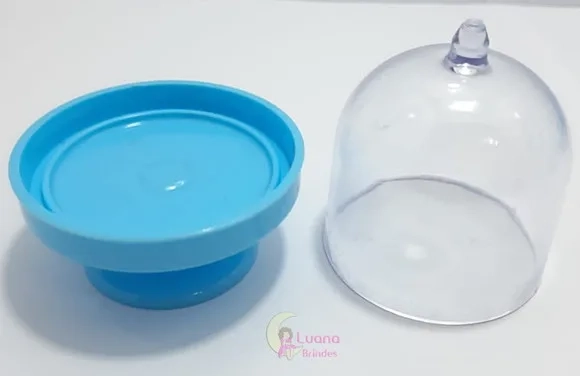 Mini Cúpula Transparente e Azul de Acrílico - pct c/5 unid