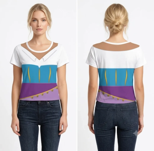 Blusa Adulto Fantasia Princesa Camiseta Estampa Realista Feminina