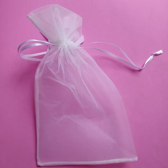 Saquinho Organza Tunil Branco com Fita 14x24cm
