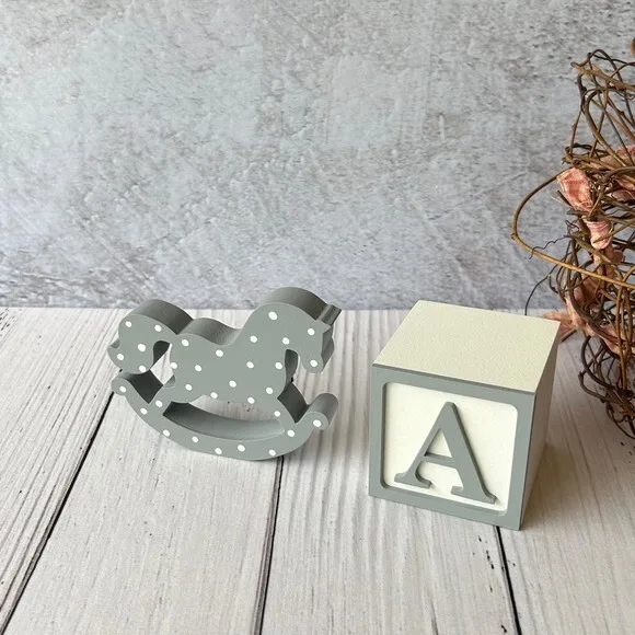 Cavalinho de Balanço + Cubo 6x6cm Ts Decoração Bebê