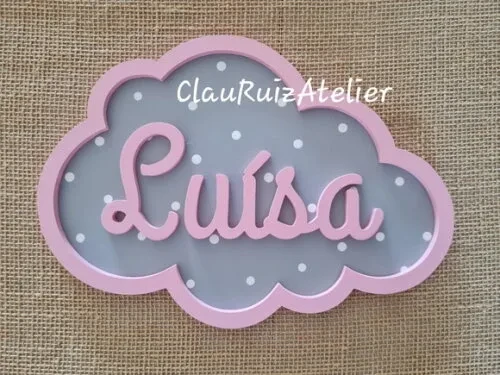 PORTA DE MATERNIDADE NUVEM COM NOME