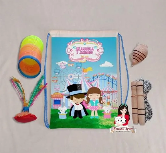Mochila Boa Infância Personalizada Tema Circo Menina