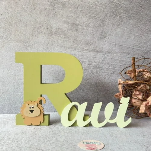 Nome em MDF Personalizado para Quarto de Bebê Letras Decorativas Infantis - Tema Safari