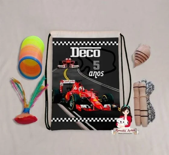 Mochila Boa Infância Personalizada Tema Formula 1