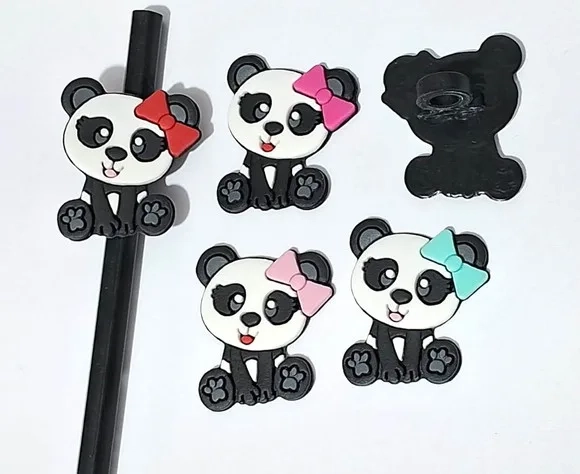 Ponteira P/lápis Panda Emborrachado Pacote com 8 Unidades