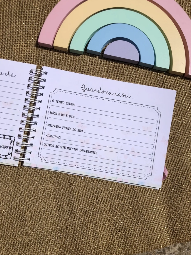 Livro do Bebê Personalizado, Álbum de Memórias e Momentos Especiais | Jardim das Borboletas