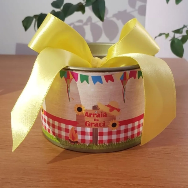 Lembrancinha de festa junina tubolata 5x7 Tampa Metalizada Dourada
