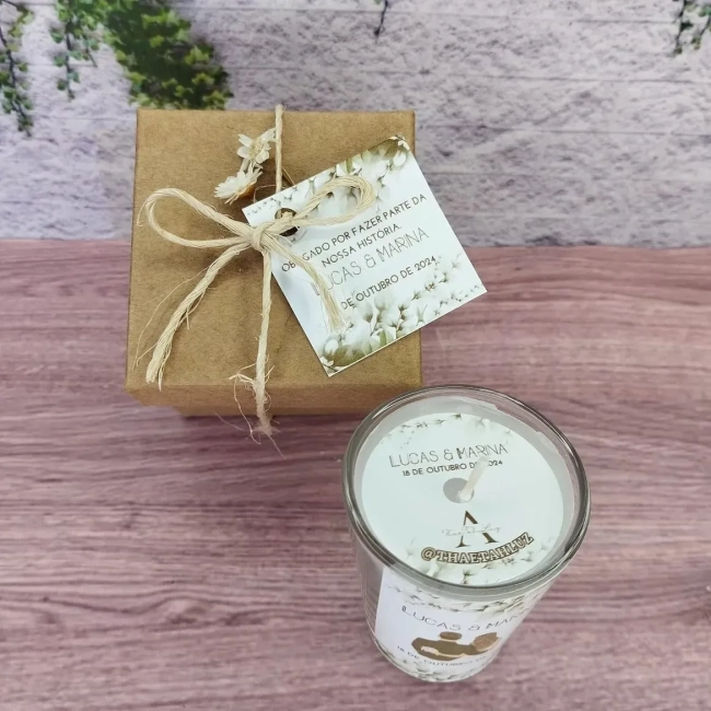 20 unidades Vela Aromática no Copo Lembrancinha Personalizada Batizado,Casamento, Aniversario e etc. Fazemos Qualquer Tema