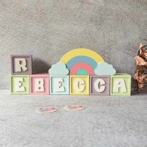 Candy Colors - Cubos 6x6cm Ts + Arco Íris. Decoração Bebê