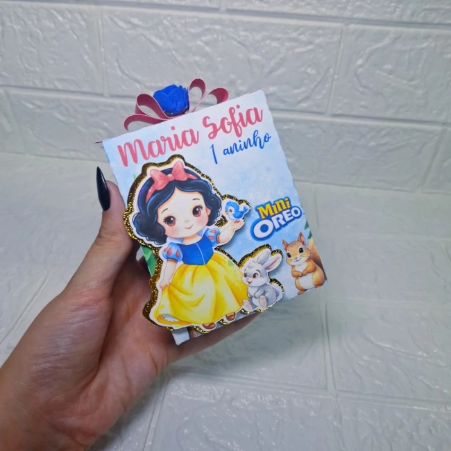 Mini Oreo na Caixa Personalizada - Branca de Neve (Fazemos todos os temas)
