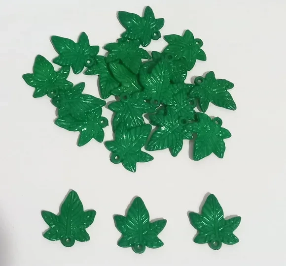 Pingente Folha de Acrílico 2cm Pacotes C/50 Unidades