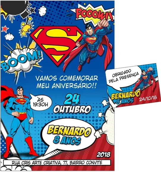 CONVITE DIGITAL C/TAG Cartoon Super Homem