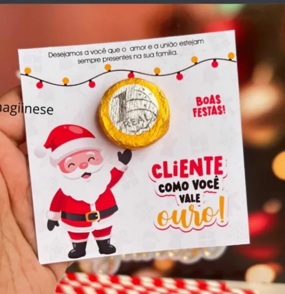 Card com Moeda de Chocolate Natal