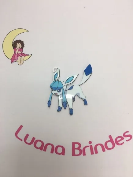 Pingente Pokémon Glaceon em Acrílico Uv 3 Unidades