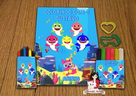 Kit Passatempo Personalizado Baby Shark