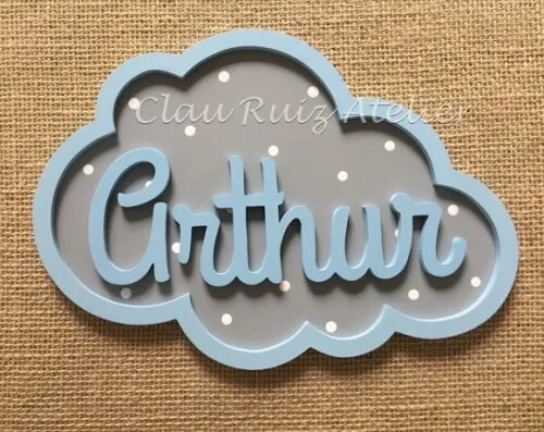 PORTA DE MATERNIDADE NUVEM COM NOME
