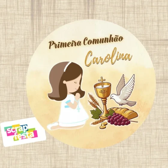Sousplat de Papel Personalizado Primeira Comunhão Eucaristia