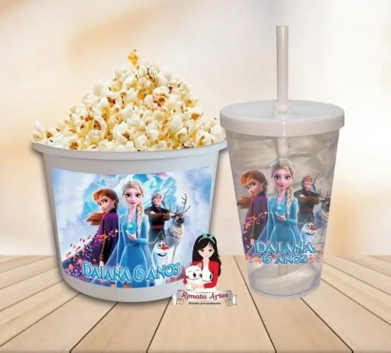 Kit Cinema Personalizado Frozen Branco