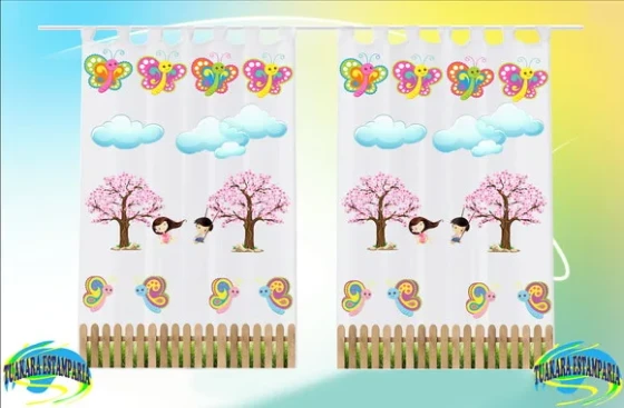 Cortina Personalizada Infantil Floral