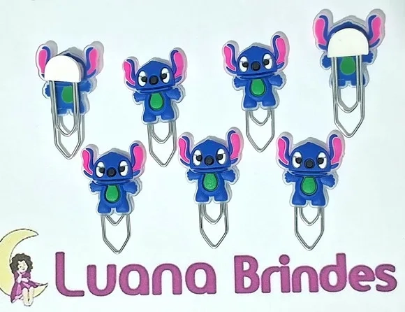 Clips Personalizados com Stitch 2cm Emborrachado 6 Unidades