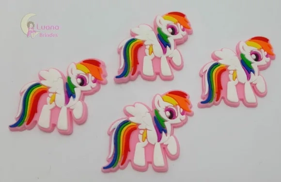 Aplique Poney Branco Personagem de Borracha - Pct C/8 Unid