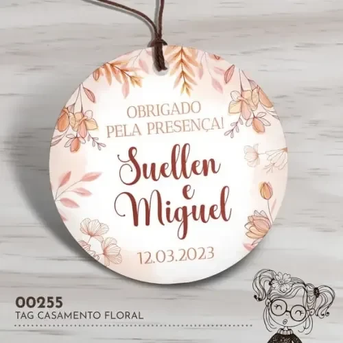 Tag Redonda Casamento Floral - 00255
