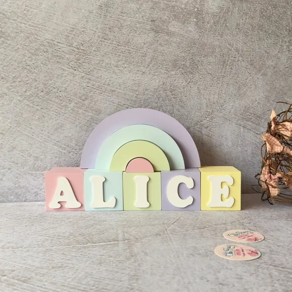 Tons Pastel Cubos 6x6cm Ts + Arco Íris. Decoração Bebê