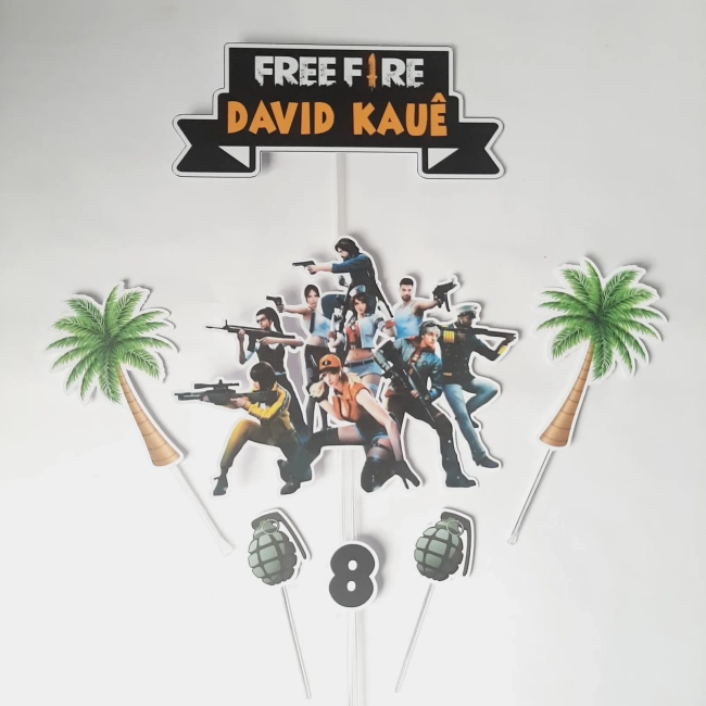 Topo de Bolo Personalizado FREE FlRE - Decoração de Festa - Papelaria