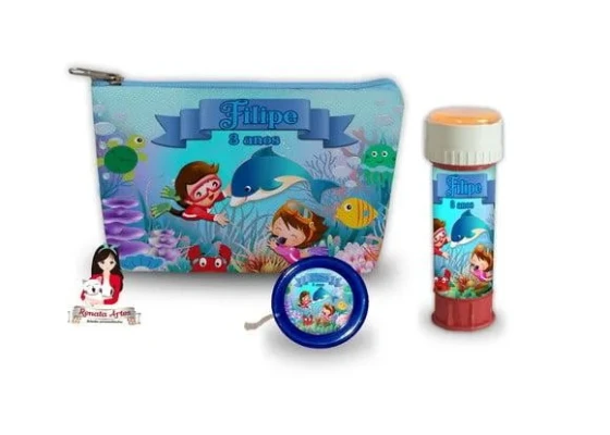 Necessaire com Ioiô e Bolhas de Sabão Fundo do Mar