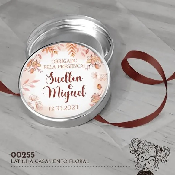 Latinha Adesivada Casamento Floral - 00255