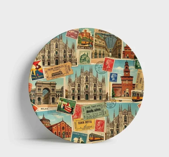 Prato Decorativo Porcelana - Milão: Coleção Postais Vintage