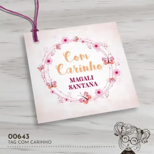 Tag Quadrada com Carinho - 00643