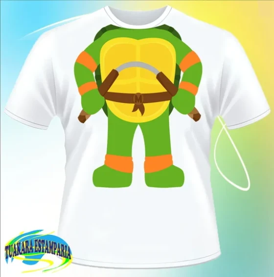 Camiseta Corpo Tartaruga Ninja Michelangelo