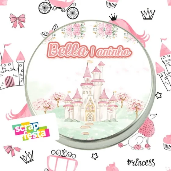 Latinhas Personalizadas Festa Princesas Castelo Aquarela