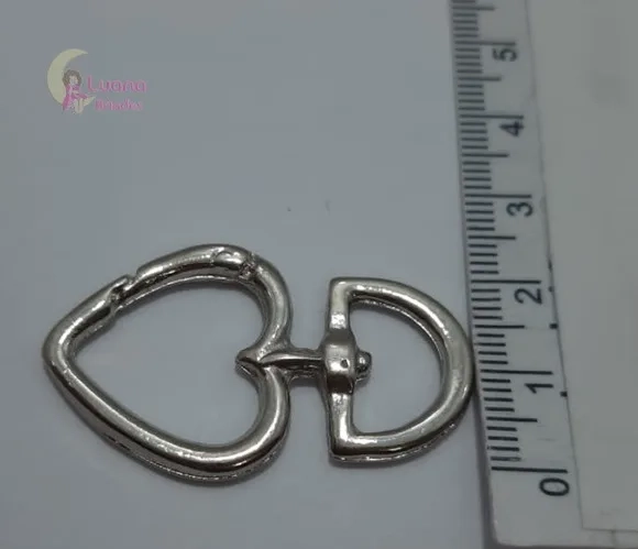 Acessório Coração Chaveiro de Metal Niquel Pct 5 Unidades