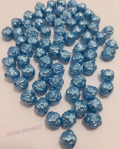 Pérola Flor Azul- 12mm - Pct com 50 Unidades