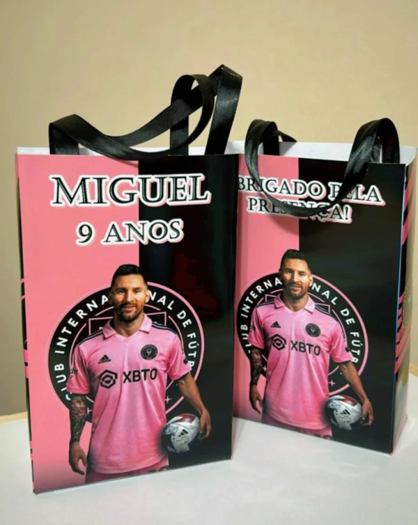 Sacolinhas Personalizada Inter Miami Messi Lembrancinhas Para Aniversário