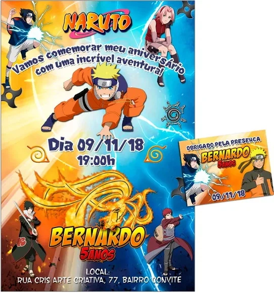 CONVITE DIGITAL C/TAG Naruto