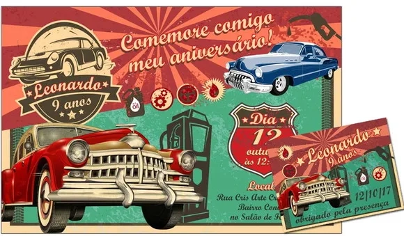 CONVITE DIGITAL C/TAG Carro Vintage