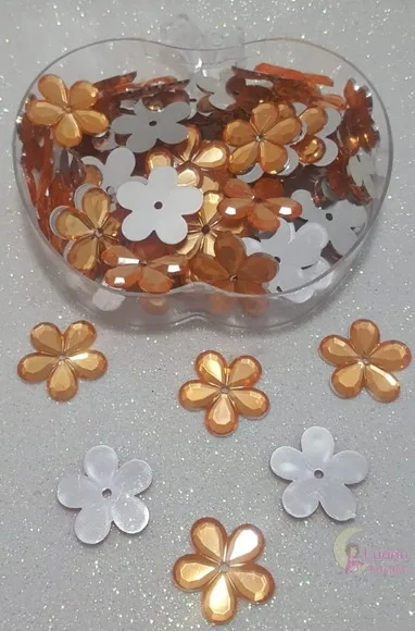 Chaton Flor Marrom Dourado- 20mm - Pct c/ 100 Unidades