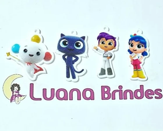 Pingente Vera e o Reino do Arco Iris Acrílico Pct C/8 Peças