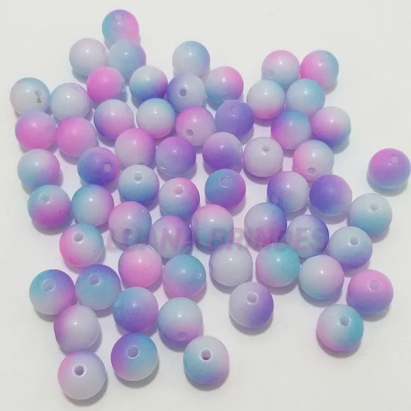 Bolinha Tie Dye Acrilica Azul Lilás 10mm Pct 100 Unidades