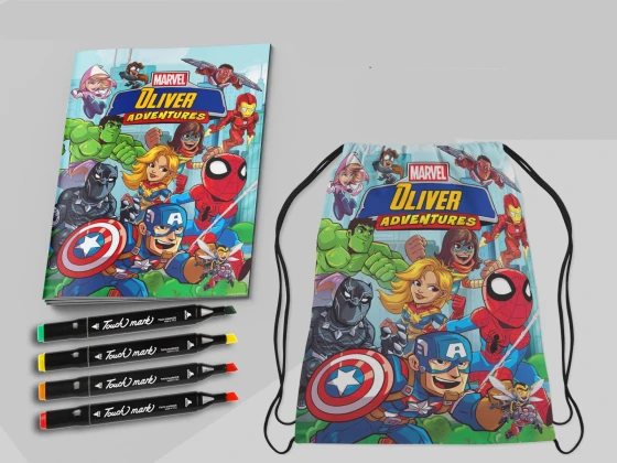 Kit Mochila e Revista de colorir com Canetinhas dos Super Heróis